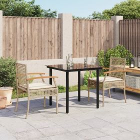 Garden Dining Set Beige, Black, Cream white