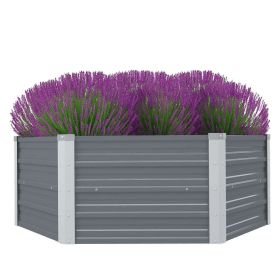 Raised Garden Bed Grey Galvanized Steel 50.8x50.8x18.1 in