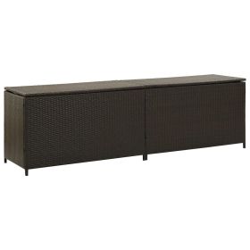 Storage Chest Brown Poly Rattan and Powder-Coated Steel