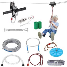 VEVOR Zipline Kit for Kids and Adult, 120 ft Zip Line Kits Up to 500 lb, Backyard Outdoor Quick Setup Zipline, Playground Entertainment with Stainless