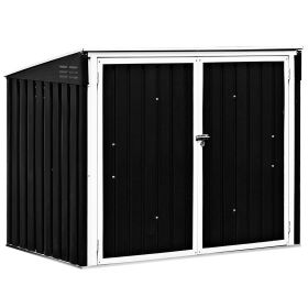 Horizontal Storage Shed 68 Cubic Feet for Garbage Cans - Color: Black