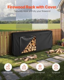 VEVOR 8 ft Outdoor Firewood Rack with Cover 1/2 Cord Storage Metal Log Holder