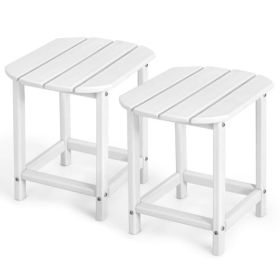 2-Pieces 18 Inches Adirondack Outdoor Side Table for Patio and Garden-White - Color: White
