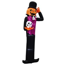 12FT Giant Halloween Inflatable Blow Up Decorations, Pumpkin Man Holding Skull with Built-in LEDs for Holiday Party Garden Lawn Yard Patio Décor