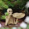 Skull Tray Ornament with Bowl – Unique Skeleton Design for Indoor & Outdoor Decor, Perfect for Halloween, Day of the Dead, or Gothic Themed Rooms