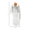 HOMCOM 3.9' Outdoor Halloween Hanging Pumpkin Ghost w/ Light Up Eyes, Sound Activated Prop w/ Creepy Howling Sounds