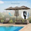 Outsunny Double-sided Patio Umbrella 9.5' Large Outdoor Market Umbrella with Push Button Tilt and Crank, 3 Air Vents and 12 Ribs, for Garden, Deck