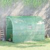 Outsunny 10' x 5' Lean to Green House, Walk-in GreenHouse with 2 Doors and Windows, PE Cover and 3 Shelves, Green