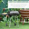 Outsunny 21" Portable Charcoal Grill with Wheels and Bottom Shelf, BBQ Smoker with Adjustable Vents on Lid for Picnic Camping Backyard Cooking, Black