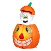 2.8 FT Halloween Inflatables Animated Pumpkin Ghost, Outdoor Decorations Blow Up Yard Decor with Built-in LEDs for Indoor Party Garden Lawn Decor