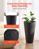 VEVOR Set of 2 Tall Planter for Outdoor Indoor Plants 24inch, Black Round Large Planters for Front Porch, Patio