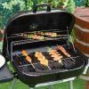 Outsunny 21" Portable Charcoal Grill with Wheels and Bottom Shelf, BBQ Smoker with Adjustable Vents on Lid for Picnic Camping Backyard Cooking, Black