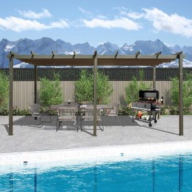 11 X 20 FT Outdoor Living Outdoor Retractable Pergola with Weather-Resistant Canopy Aluminum Garden Pergola Patio Grill Gazebo for Courtyard -Dar